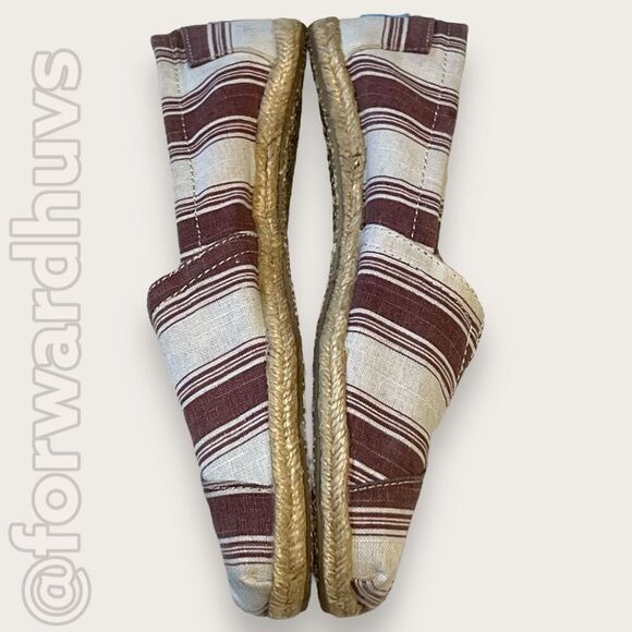 TOMS Wine & Off White Slip On Flats Women’s Size 5 - Picture 7 of 9